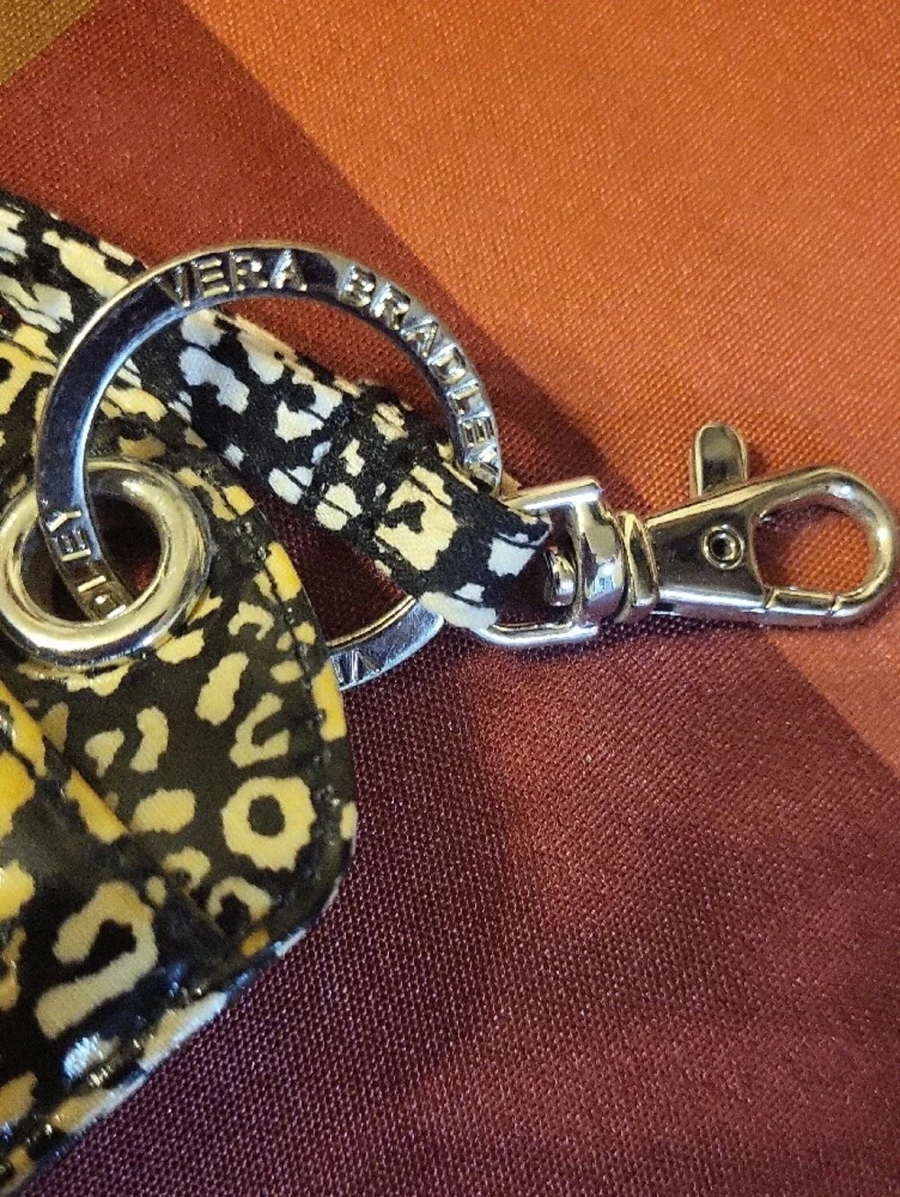 Vera Bradley Leopard Print Badge Holder Lanyard with ID Window - Black & Yellow